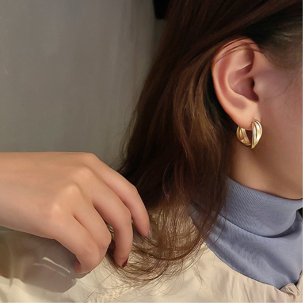 Silver Thick Hoop Earrings Huggie Hoop Earrings Dainty Earrings, Hypoallergenic